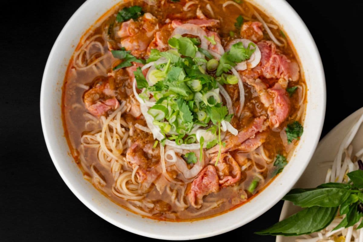 16. Spicy Beef Sate Pho with Peanuts