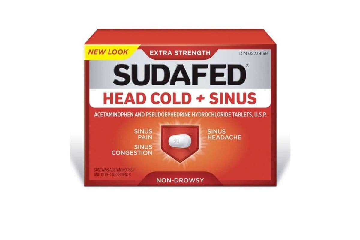 Sudafed Extra Strength Head Cold & Sinus Tablets (12 caps)