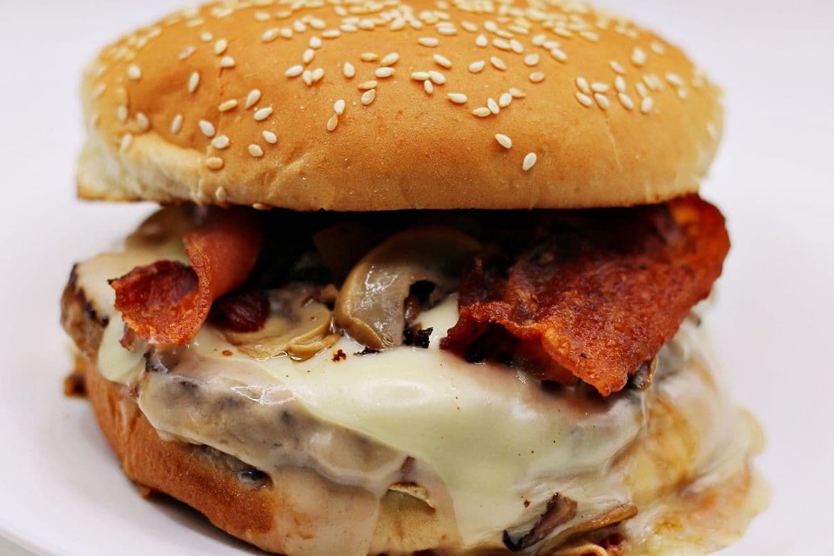 Mushroom, Bacon, and Swiss Burger