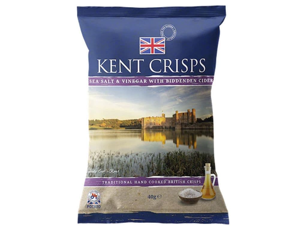 Kent Crisps Sea Salt and Vinegar with Biddenden Cider Kettle Cooked British Chips UK 40g
