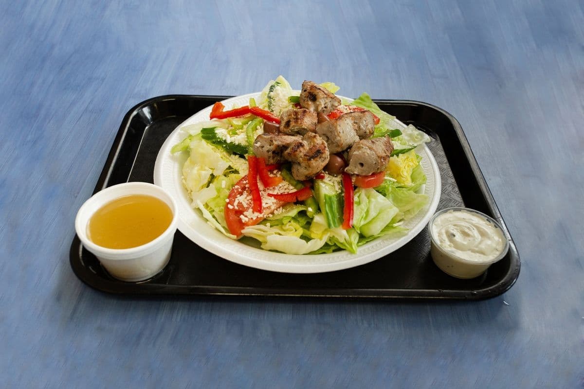 Pork Souvlaki Greek Salad