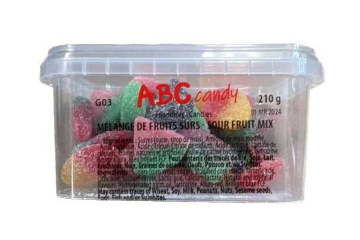 ABC Candy - Contenant - Mélange de Fruits Surs / Container - Sour Fruit Mix