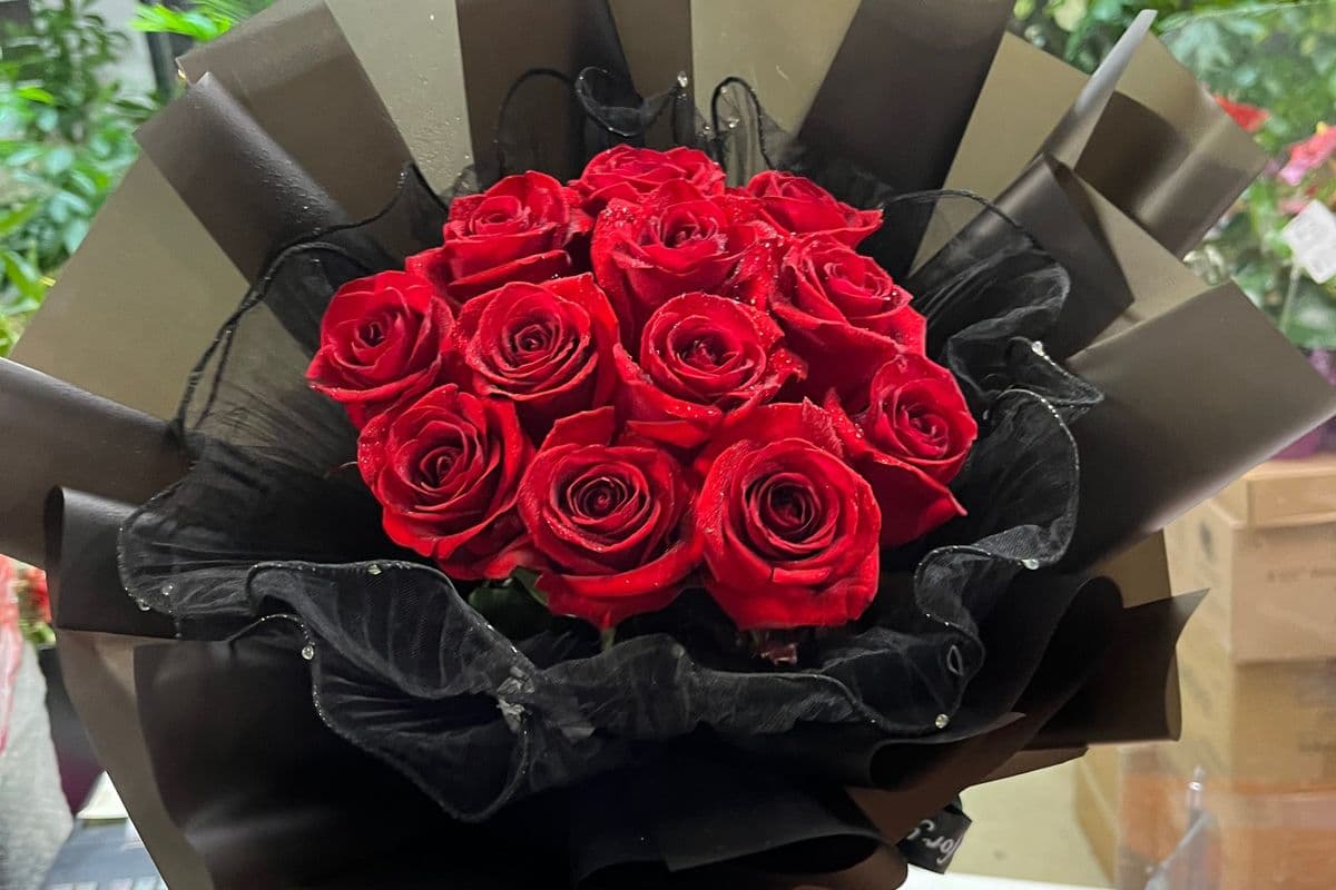 Red Rose Long Black Dress 红玫瑰黑纱花束