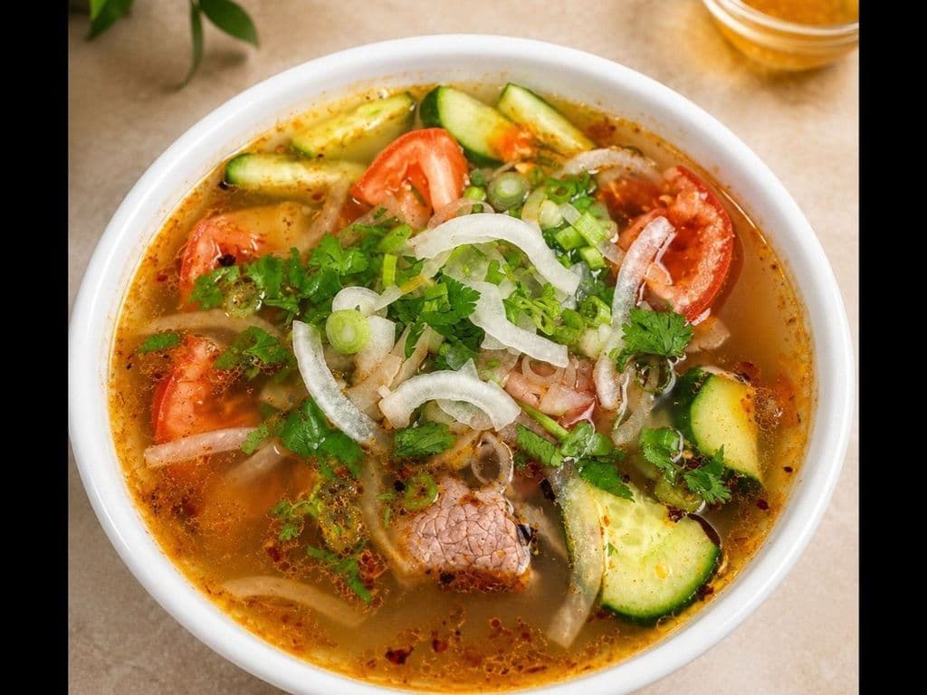 234. Satay Style Medium Rare Beef Rice Noodle Soup