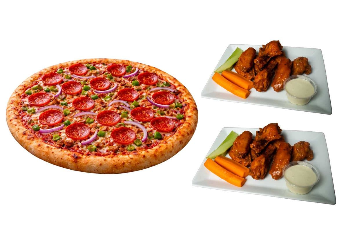 Combo#3(12 Slices Pizza and 2- Pounds Wings)