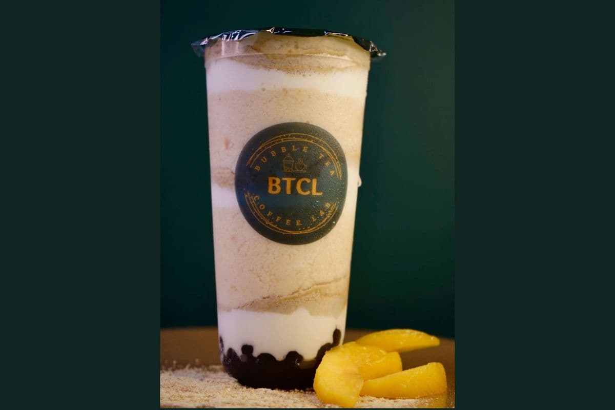 Peach Graham with Black Boba