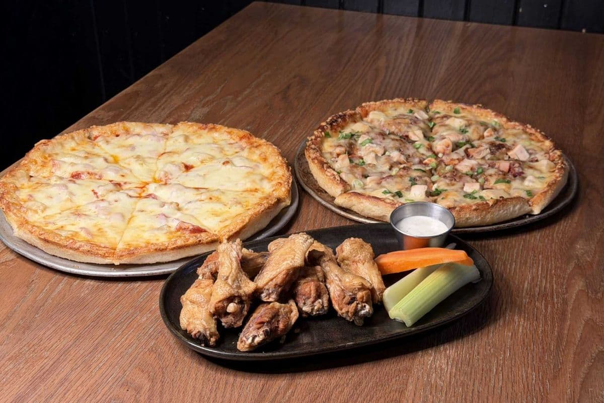 2 Large Pizzas & Wings