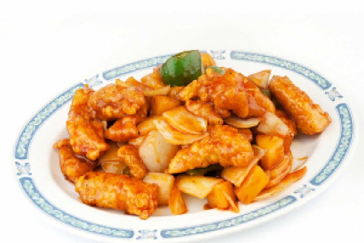 94. Sweet and Sour Pork, Chicken, or Fish with Pineapple and Green Pepper