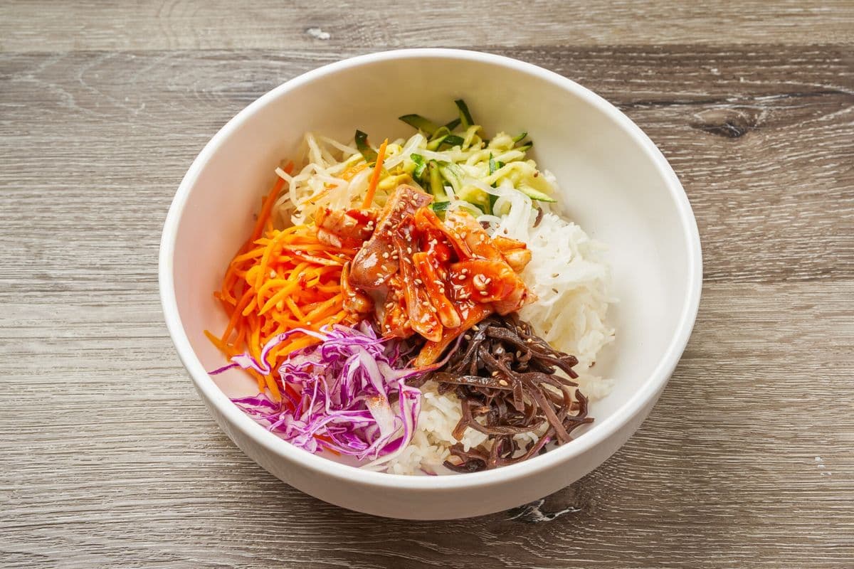 77. Hot Stone Bibimbap with Spicy Squid