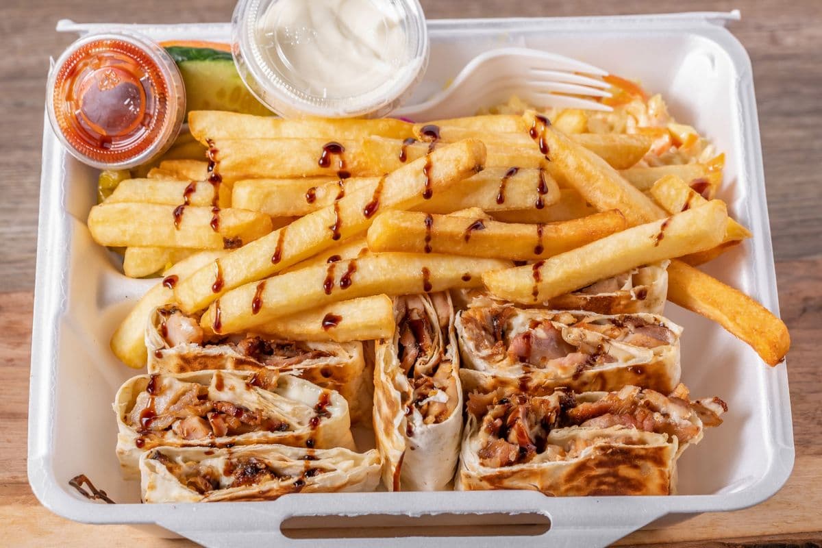 Charcoal Chicken Shawarma on Saj Bread (Meal)
