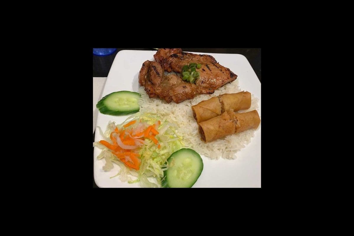 23. Grilled Chicken and Spring Roll on Rice