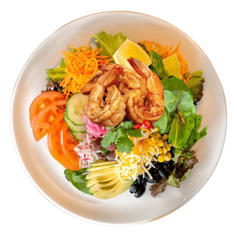 Salade 3 Amigos mex aux crevettes geantes / 3 Amigos mex salad with jumbo shrimps