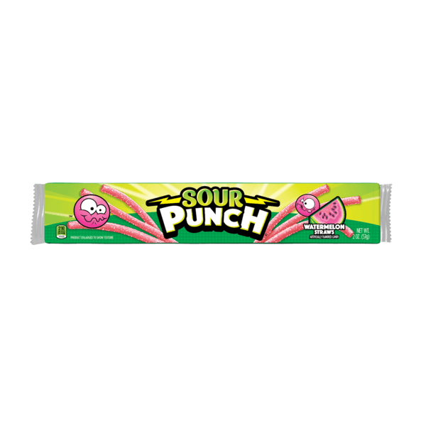 Sour Punch Pastilles Melon D'eau 57g/ Sour Punch Straws Watermelon 57g