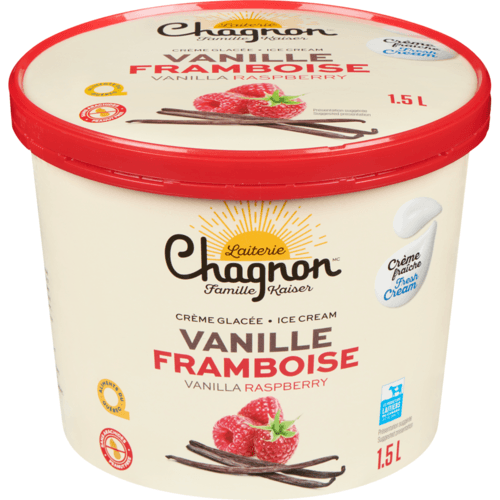 Chagnon Créme Glacée Vanille Framboises 1.5L/ Chagnon Raspberry Vanilla Ice Cream 1.5 L