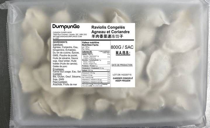 Lamb & Coriander Frozen Dumplings(800g) / Agneau & Coriandre Dumpling Congelée(800g)/