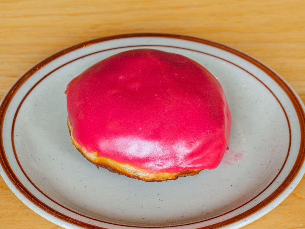Raspberry glazed donut