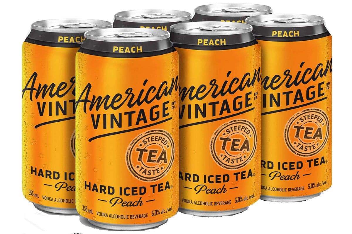 American Vintage Hard Peach Iced Tea (6 Pack Cans) (6 x 355 ml Cans)