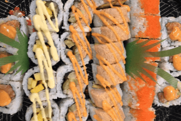 C14. Dynamite Roll, Ppt Roll, Breakfast Roll, Pineapple and Mango Roll, and Crispy Avocado and Salmon Roll (32 pcs)