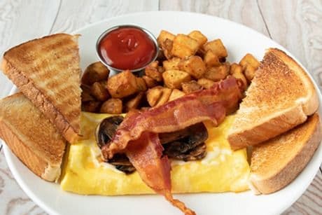 Mushroom, Bacon, and Shredded Cheese Omelette