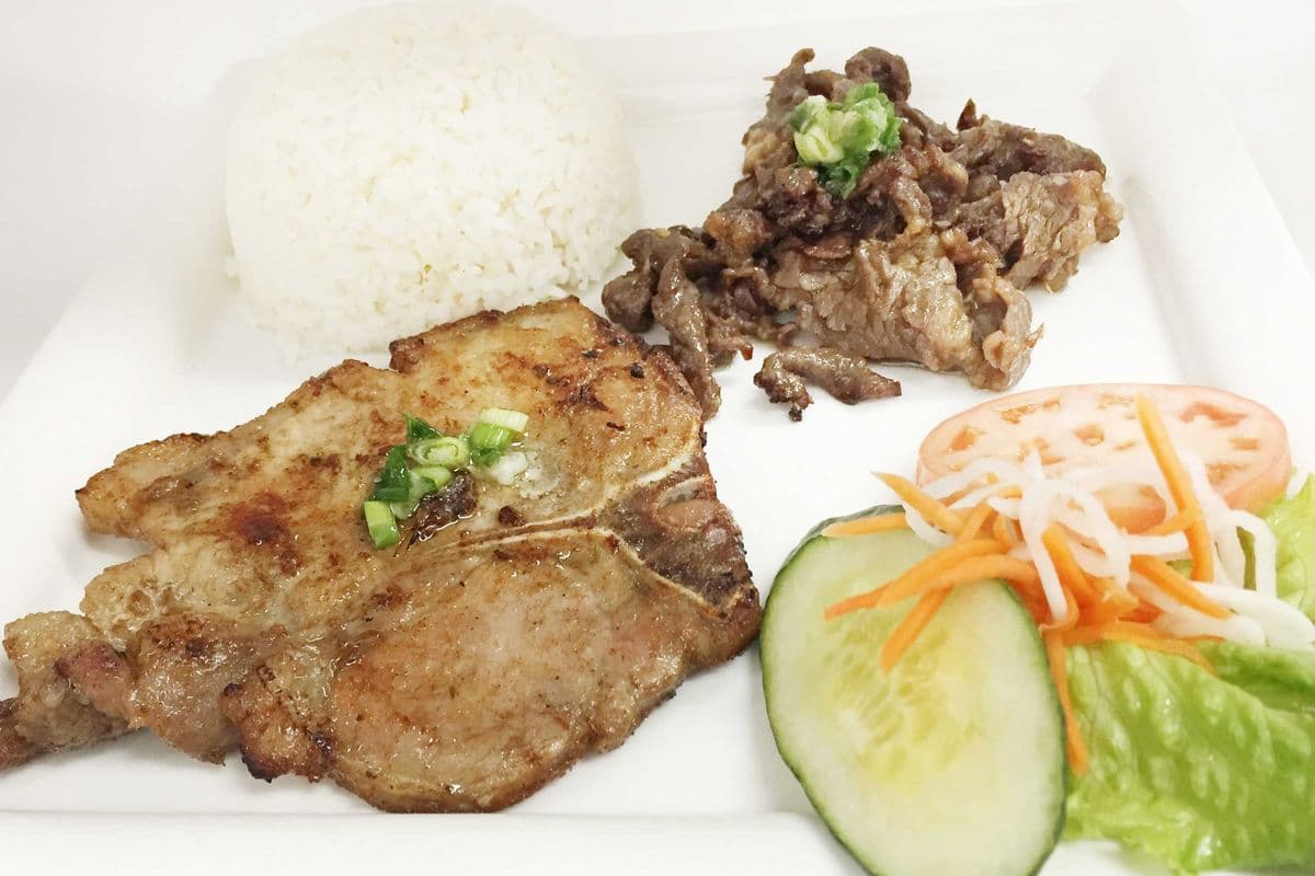 G8. Grilled - Beef and Pork Chop on Steam Rice