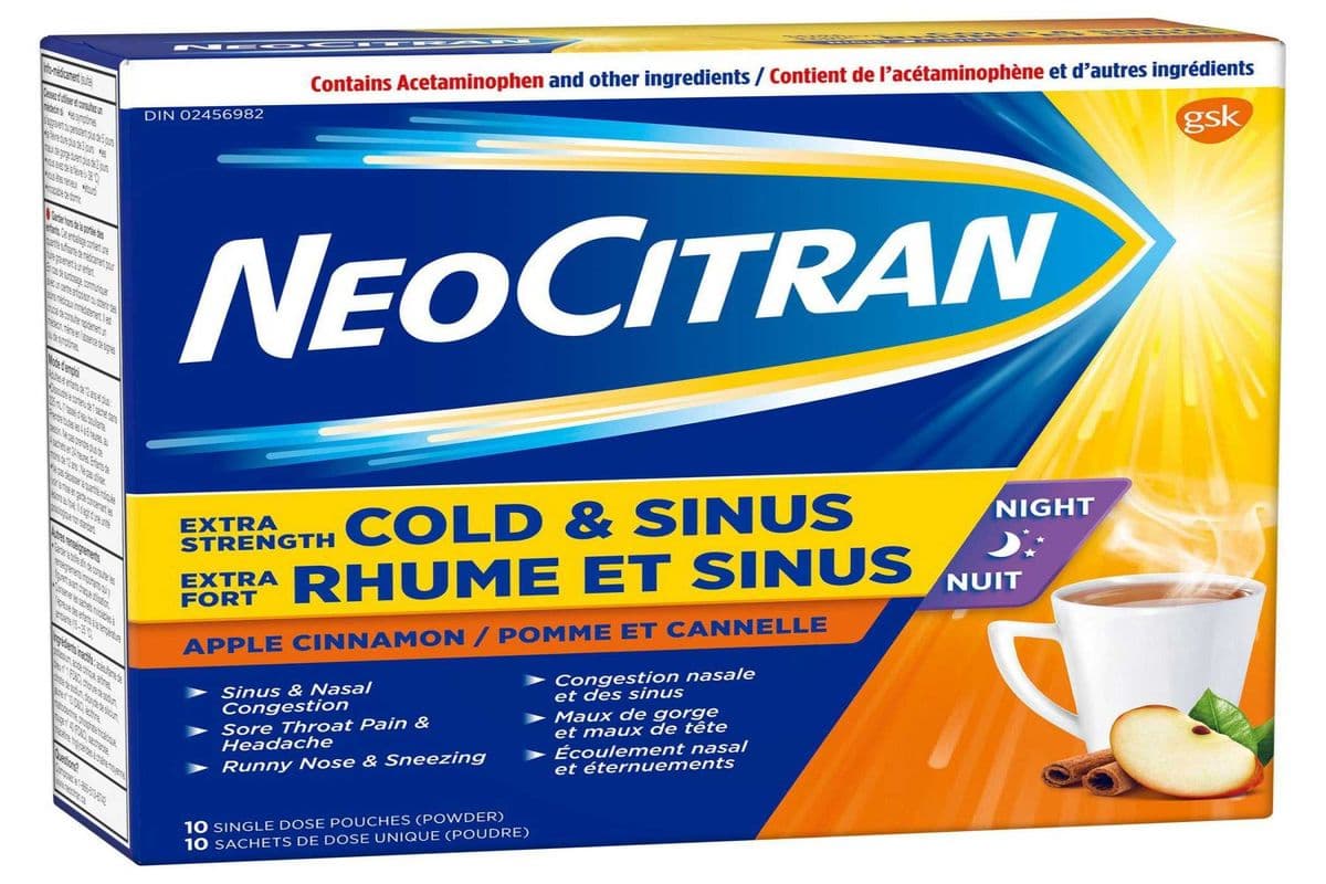 Neocitran - Extra Strength Cold & Sinus Apple Cinnamon Night (10 pouches)