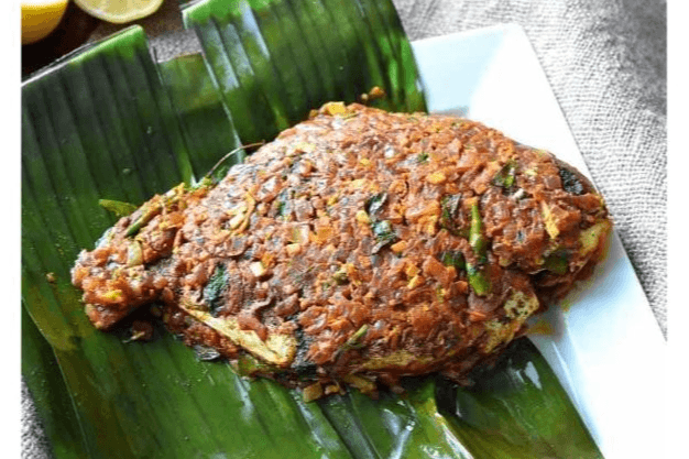 Pomfret Fish Cooked in Banana Leaf