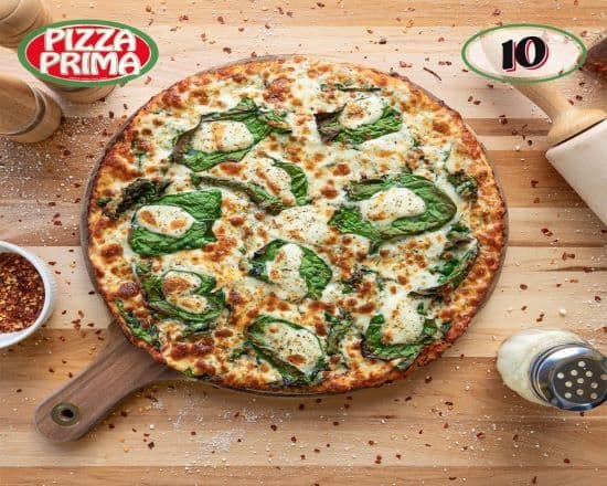10. Pizza gourmet 10" aux épinards et Bocconcini / 10" Gourmet Spinach and Bocconcini Pizza