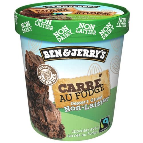 Ben & Jerry Non Laitier Carré au Fudge/ Non Dairy Chocolate Fudge Brownie 473ml