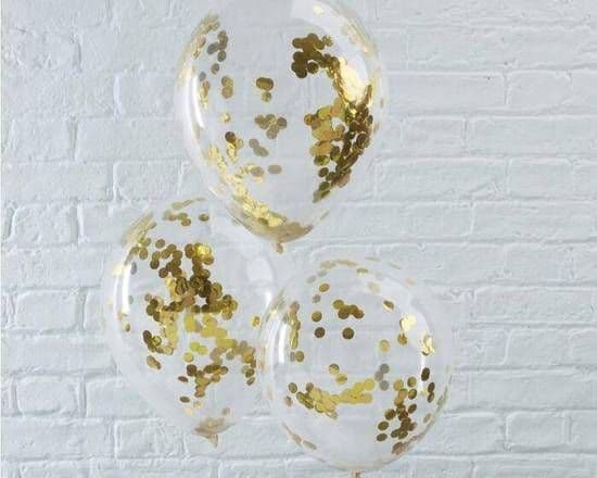 3 Balloons Bundle - 3 of 11" Gold Confetti Filled Latex Ballonns