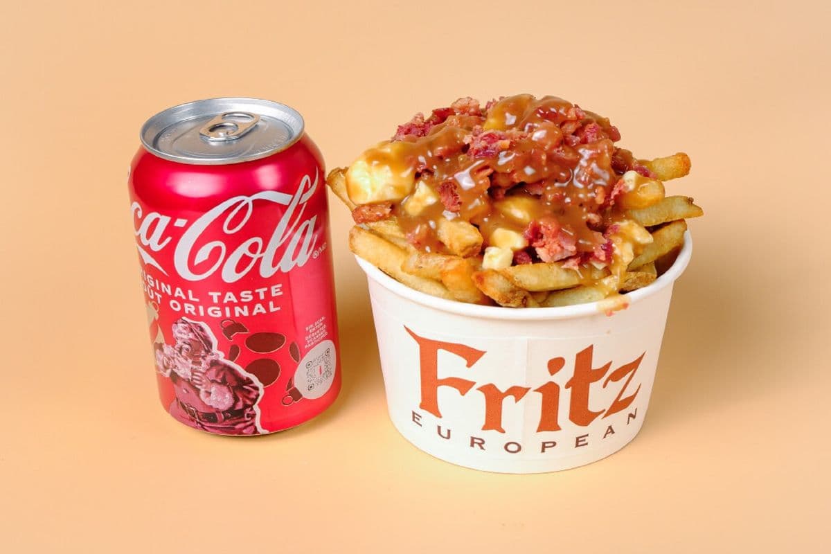 Crumbled Bacon Poutine with Soda Pop
