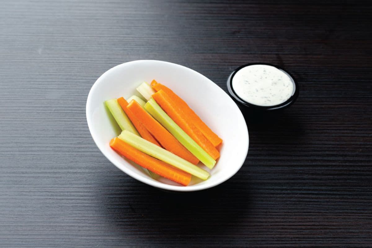 Regular Veggies with Dip, Carrot Sticks, and Celery Sticks