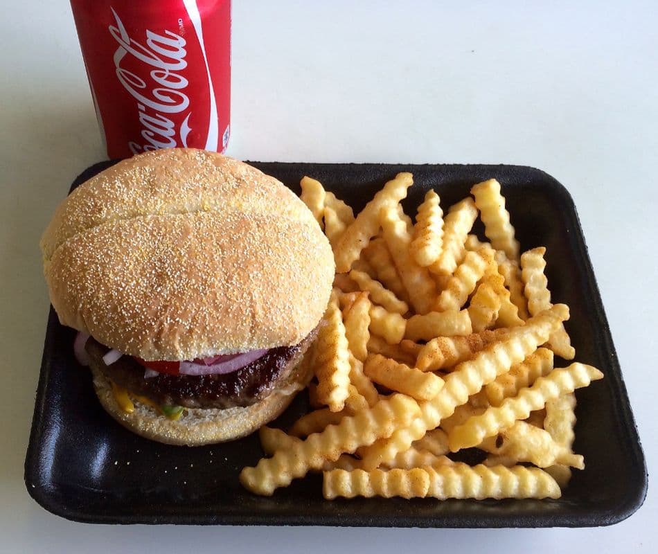 Hamburger (6 oz), Fries, and Drink
