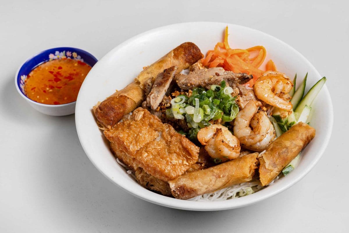 49. Grilled Pork, Shrimp, and Spring Roll on Vermicelli