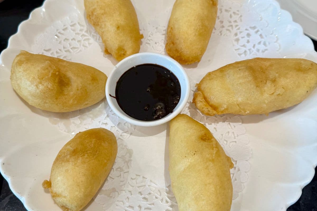 92. Deep-Fried Banana with Chocolate Sauce