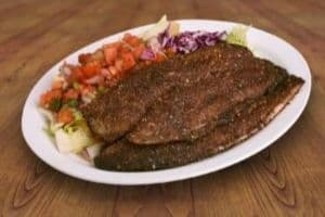 Fish (Sea Bass) Salad and Naan
