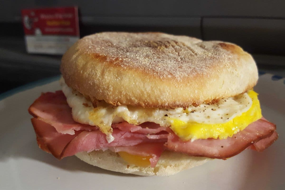 Ham and Egg on an English Muffin