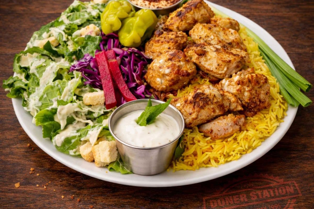 Souvlaki and Rice Plate