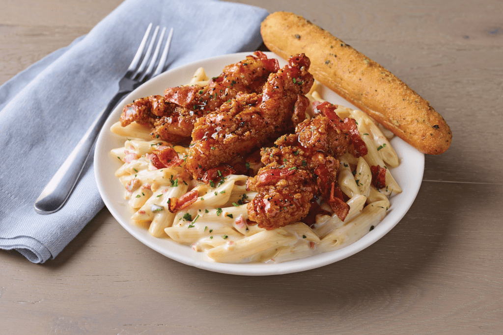 Four-Cheese Mac & Cheese with Honey Pepper Chicken Tender