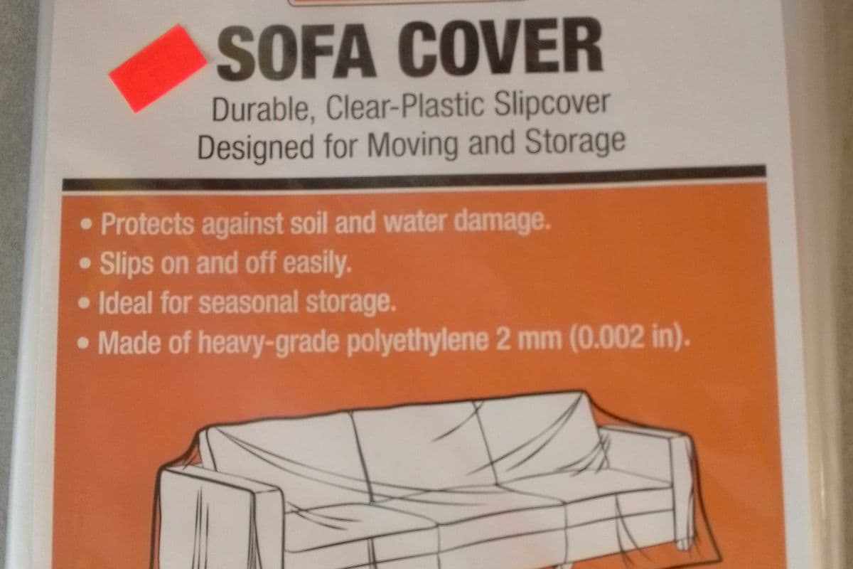 Sofa cover ( clear plastic ) 106.68cm wide x 340.36cm long