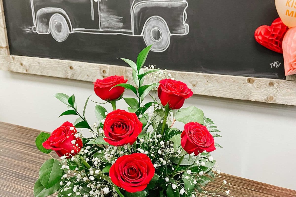 Six Red Roses Vased (1/2 doz)