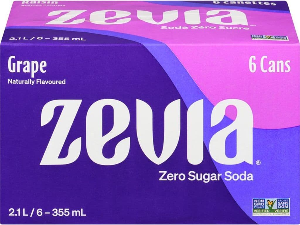 ZEVIA SODA GRAPE ZERO SUGAR 6X355ML