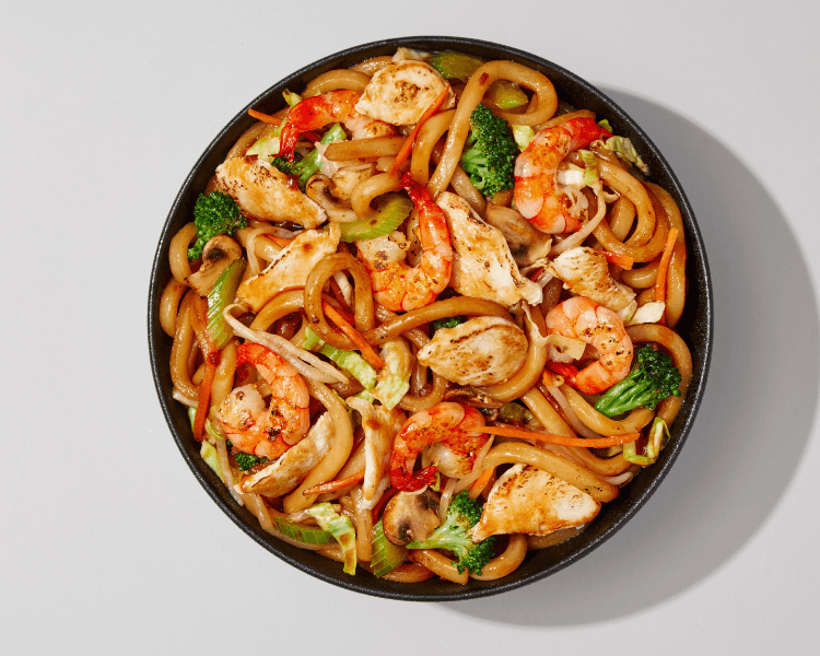 Chicken and Shrimp Teppanyaki with Noodles