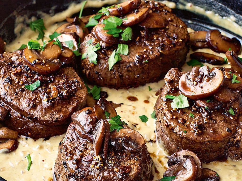 AAA Angus Fillet Mignon w/ Mushroom Wine sauce