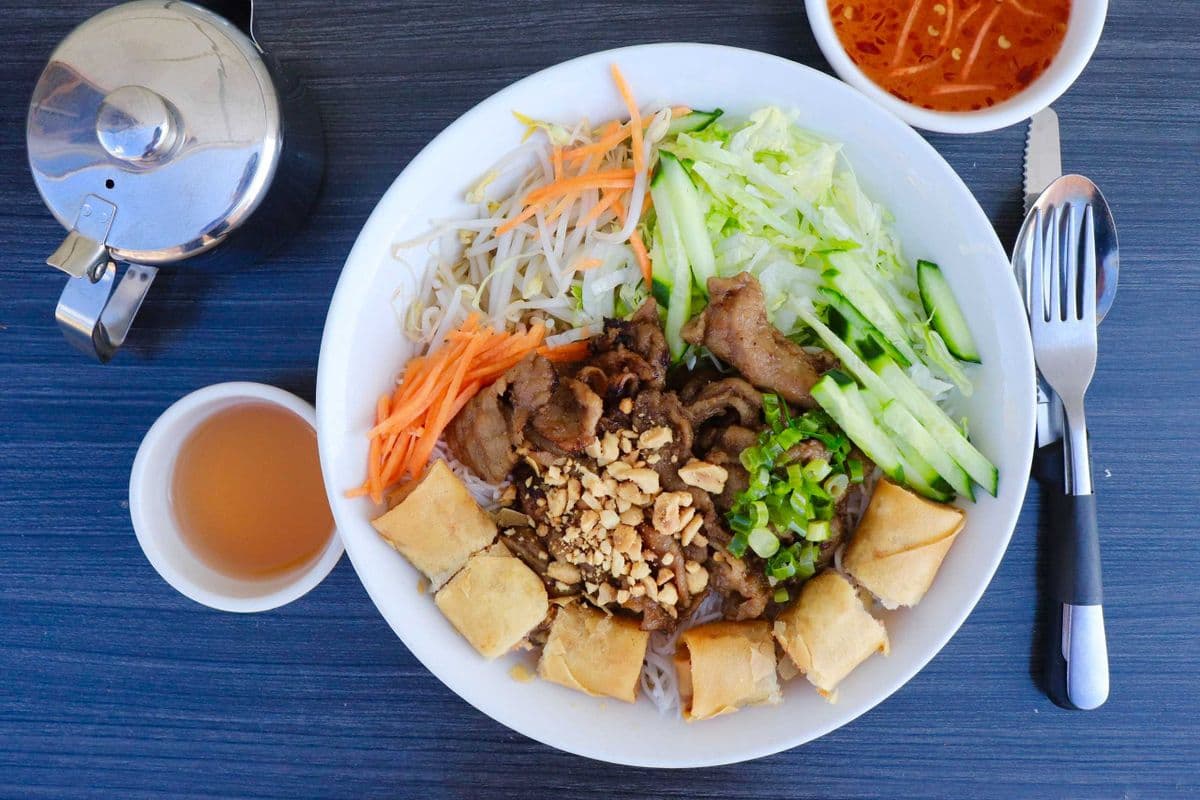 32. Grilled Pork and Spring Rolls