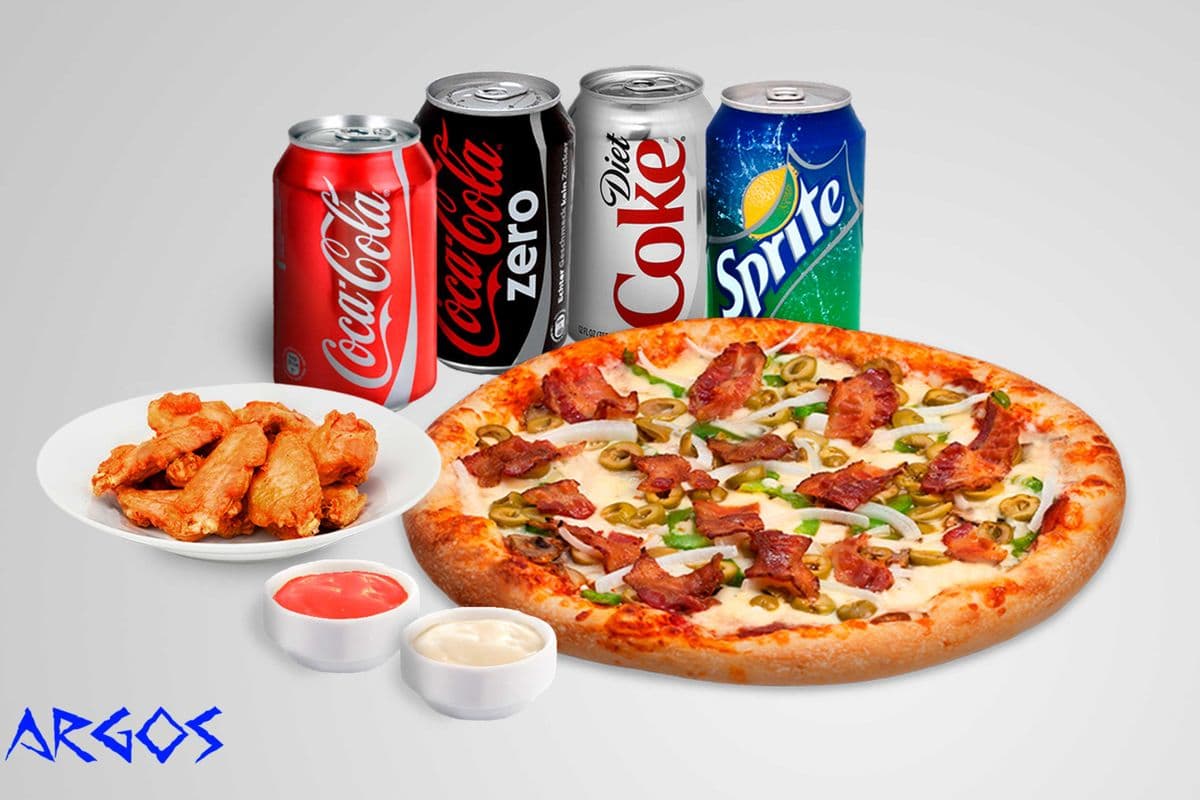 Large Pizza, 1 Lb Wings, 4 Drinks + 2 Dips