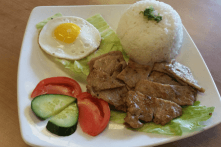 306. BBQ Lemongrass Pork and Fried Egg on Rice