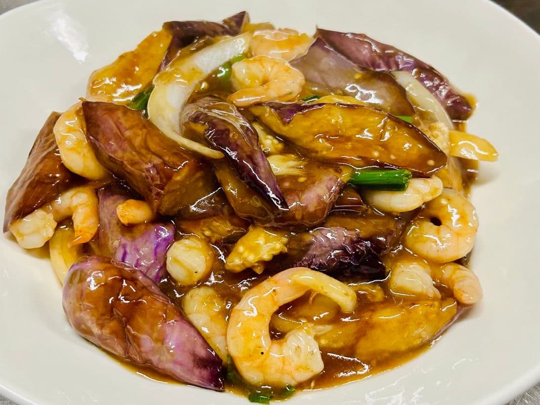 Shrimp with Eggplant / Crevettes aux Aubergine