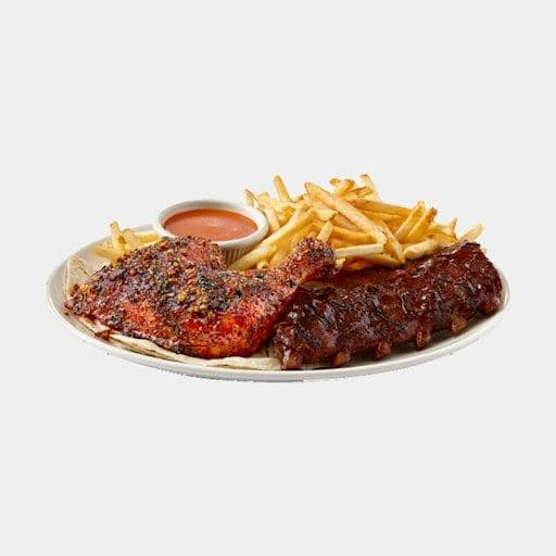 Combo quart de poulet portugais cuisse et demi-côtes levées / Quarter Portuguese Chicken Leg & Half Rack Ribs Combo
