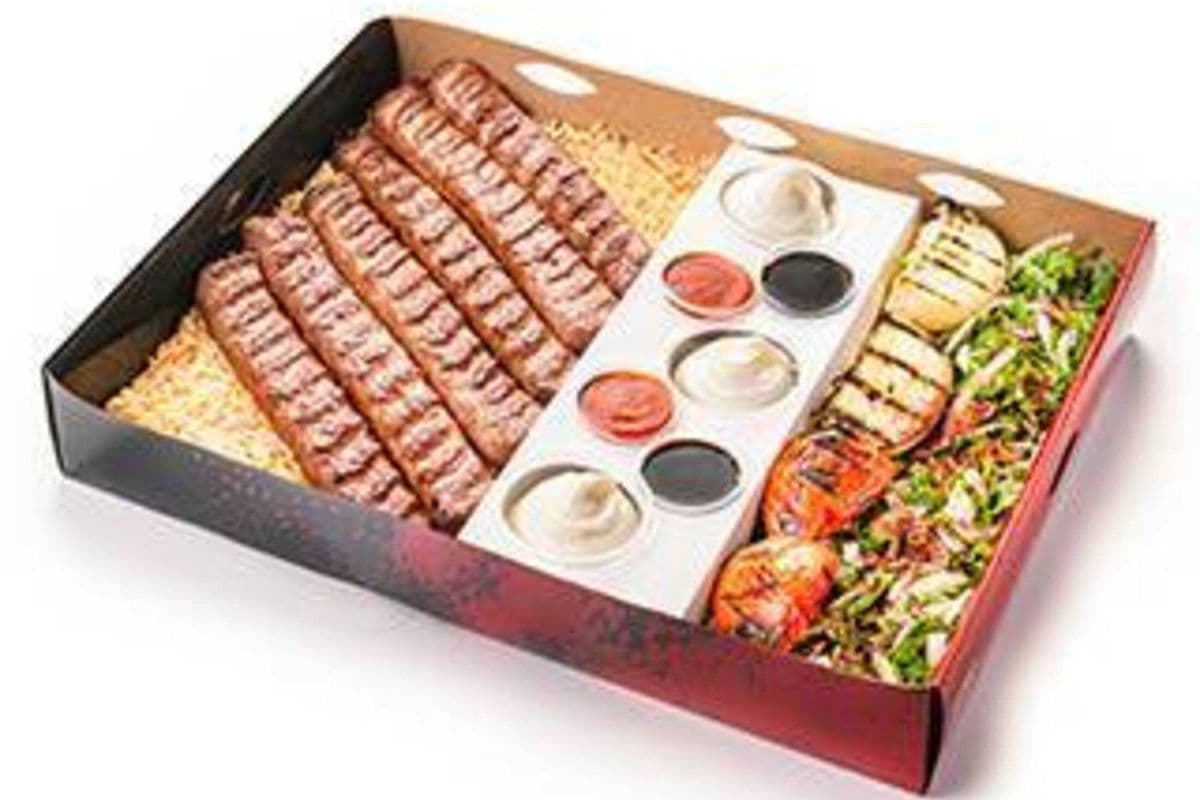 Kabab on rice family platter
