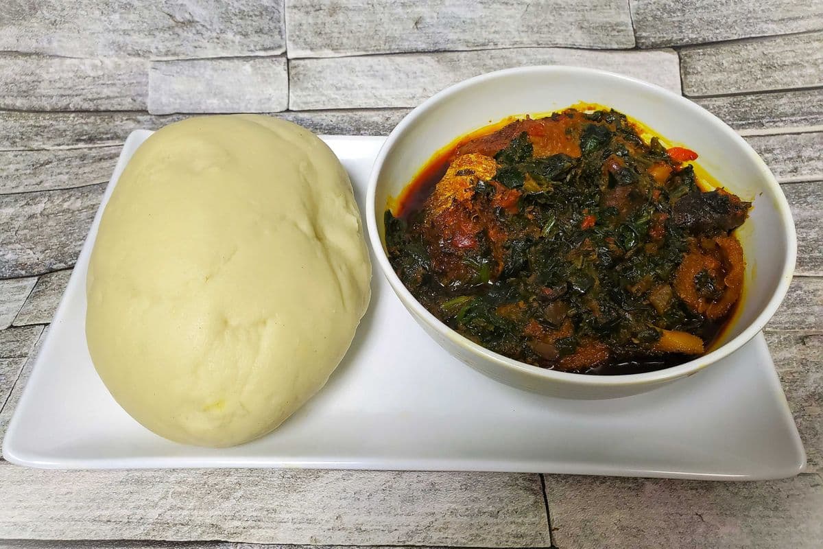 Vegetable (Efo riro) and poundo